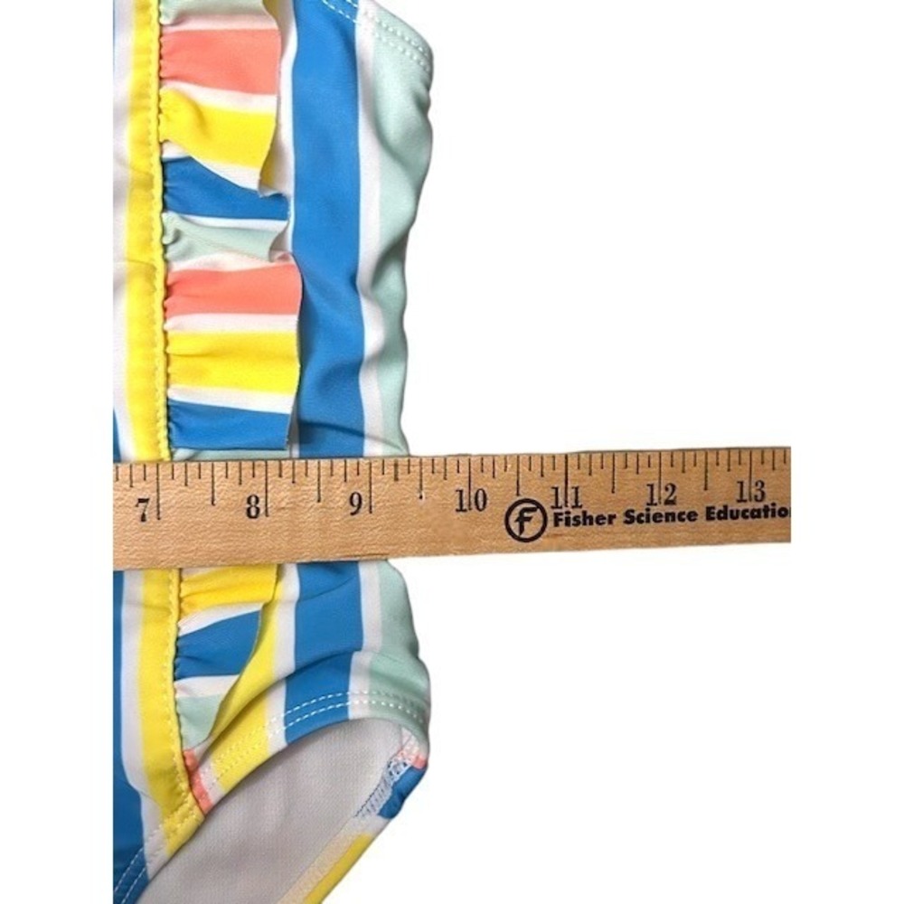 Girls 4T Striped Ruffle One Piece Swimsuit Bathing Suit Beach Pool Splash Summer - Picture 6 of 11